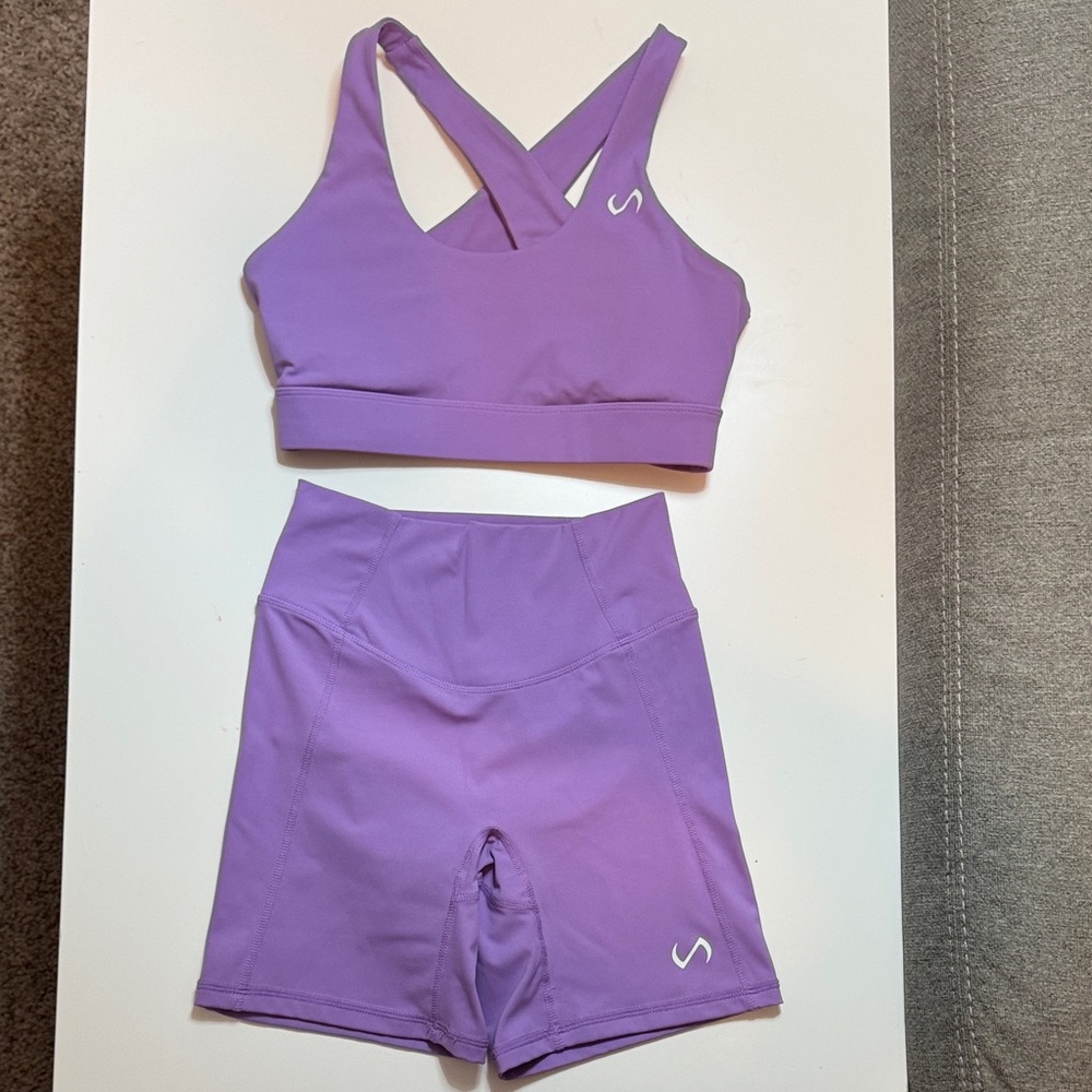 Lavender Sports Bra and Shorts Set